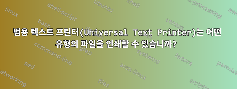 범용 텍스트 프린터(Universal Text Printer)는 어떤 유형의 파일을 인쇄할 수 있습니까?