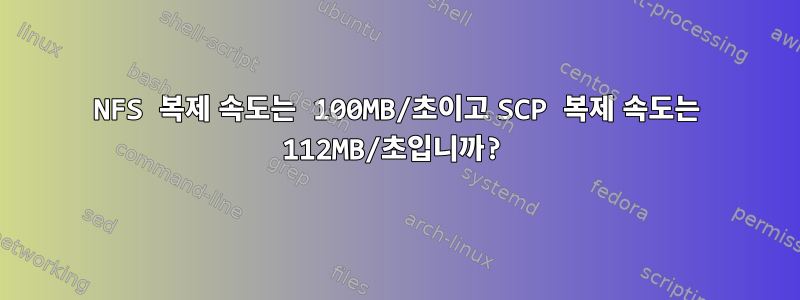 NFS 복제 속도는 100MB/초이고 SCP 복제 속도는 112MB/초입니까?