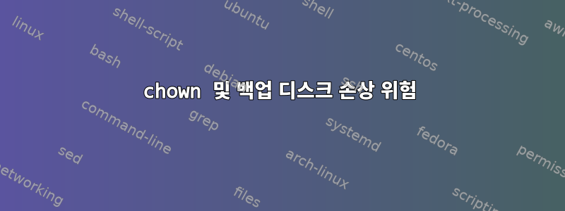 chown 및 백업 디스크 손상 위험