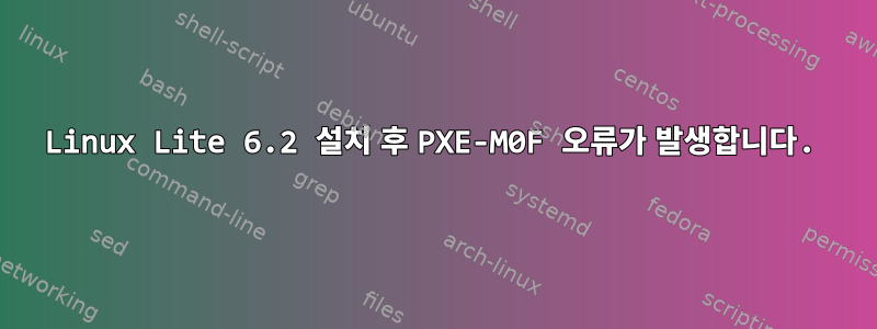 Linux Lite 6.2 설치 후 PXE-M0F 오류가 발생합니다.