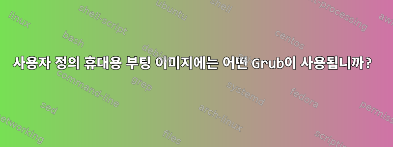 사용자 정의 휴대용 부팅 이미지에는 어떤 Grub이 사용됩니까?