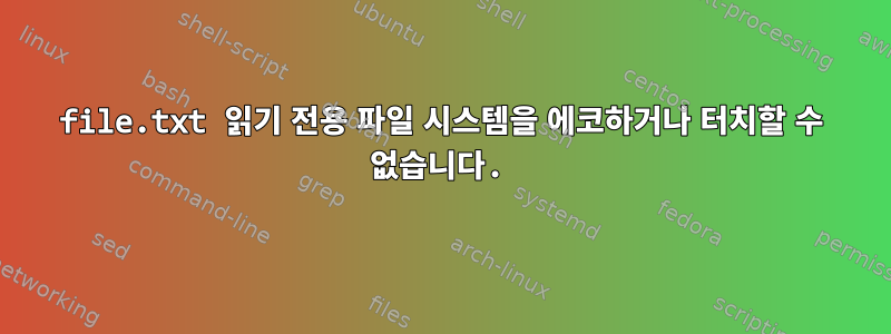 file.txt 읽기 전용 파일 시스템을 에코하거나 터치할 수 없습니다.