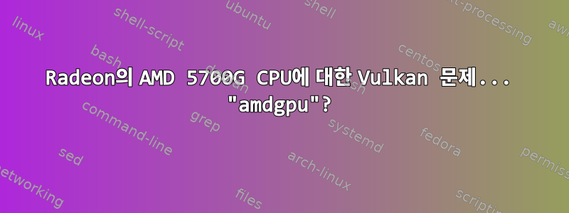 Radeon의 AMD 5700G CPU에 대한 Vulkan 문제... "amdgpu"?