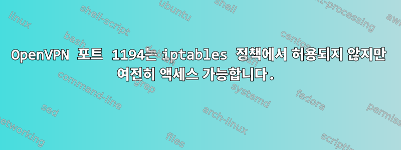 OpenVPN 포트 1194는 iptables 정책에서 허용되지 않지만 여전히 액세스 가능합니다.