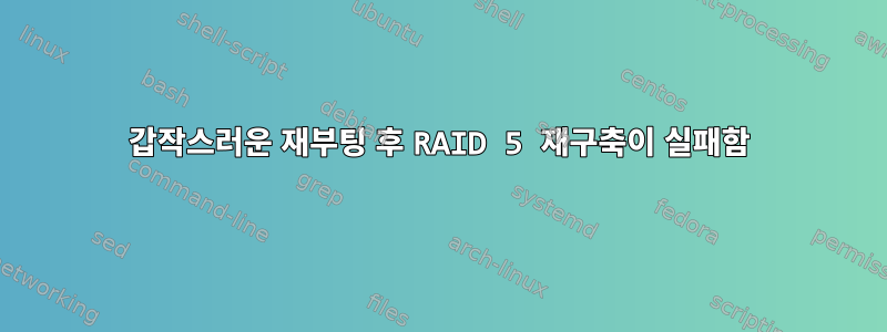 갑작스러운 재부팅 후 RAID 5 재구축이 실패함