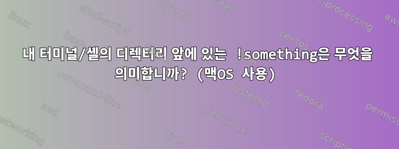 내 터미널/셸의 디렉터리 앞에 있는 !something은 무엇을 의미합니까? (맥OS 사용)