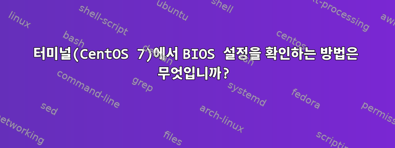 터미널(CentOS 7)에서 BIOS 설정을 확인하는 방법은 무엇입니까?