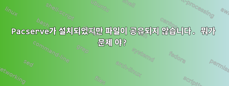 Pacserve가 설치되었지만 파일이 공유되지 않습니다. 뭐가 문제 야?