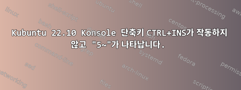 Kubuntu 22.10 Konsole 단축키 CTRL+INS가 작동하지 않고 "5~"가 나타납니다.