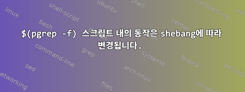 $(pgrep -f) 스크립트 내의 동작은 shebang에 따라 변경됩니다.