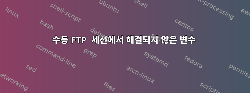 수동 FTP 세션에서 해결되지 않은 변수