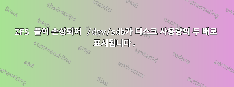 ZFS 풀이 손상되어 /dev/sdb가 디스크 사용량의 두 배로 표시됩니다.