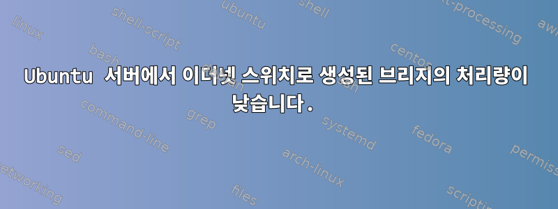 Ubuntu 서버에서 이더넷 스위치로 생성된 브리지의 처리량이 낮습니다.