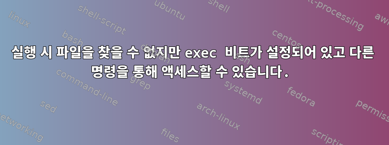 실행 시 파일을 찾을 수 없지만 exec 비트가 설정되어 있고 다른 명령을 통해 액세스할 수 있습니다.