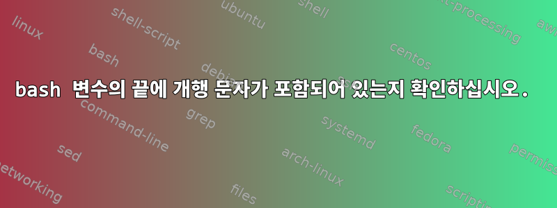 bash 변수의 끝에 개행 문자가 포함되어 있는지 확인하십시오.