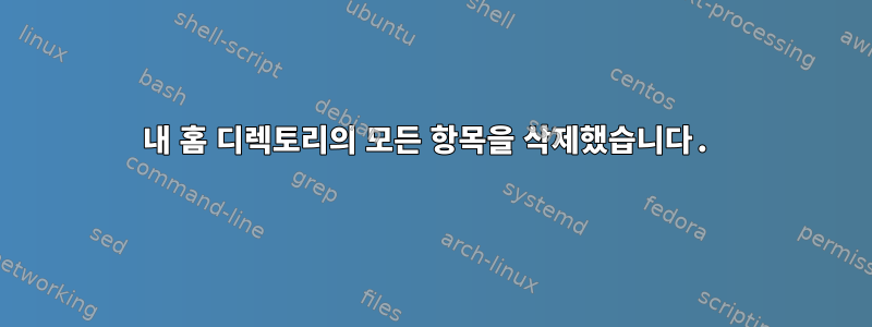 내 홈 디렉토리의 모든 항목을 삭제했습니다.