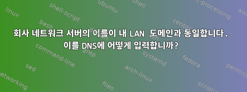 회사 네트워크 서버의 이름이 내 LAN 도메인과 동일합니다. 이를 DNS에 어떻게 입력합니까?