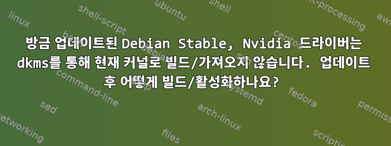 방금 업데이트된 Debian Stable, Nvidia 드라이버는 dkms를 통해 현재 커널로 빌드/가져오지 않습니다. 업데이트 후 어떻게 빌드/활성화하나요?