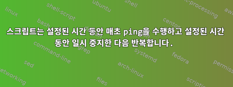 스크립트는 설정된 시간 동안 매초 ping을 수행하고 설정된 시간 동안 일시 중지한 다음 반복합니다.