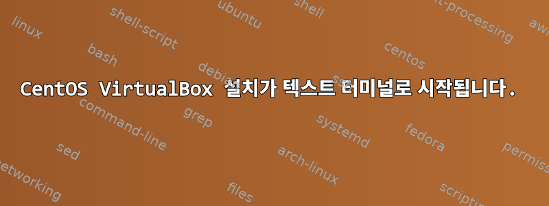 CentOS VirtualBox 설치가 텍스트 터미널로 시작됩니다.