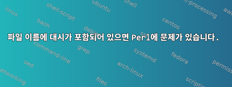 파일 이름에 대시가 포함되어 있으면 Perl에 문제가 있습니다.