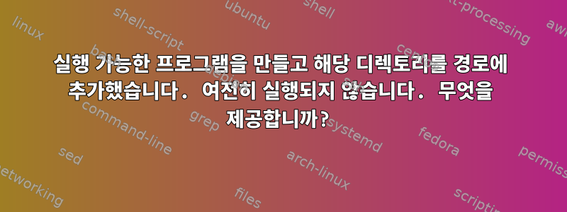 실행 가능한 프로그램을 만들고 해당 디렉토리를 경로에 추가했습니다. 여전히 실행되지 않습니다. 무엇을 제공합니까?