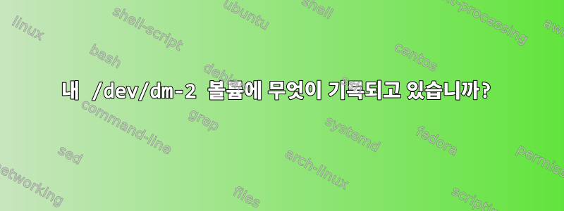 내 /dev/dm-2 볼륨에 무엇이 기록되고 있습니까?