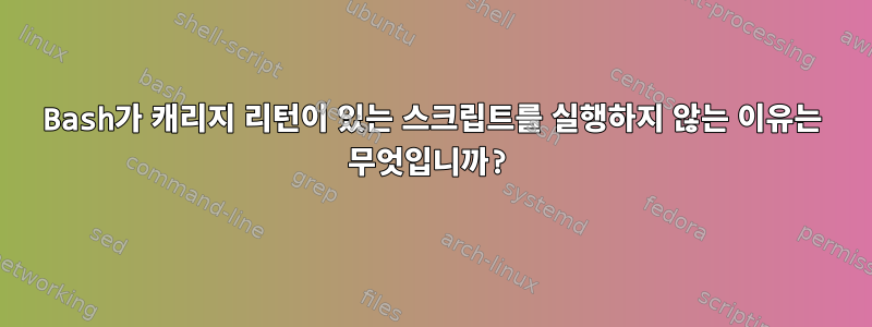 Bash가 캐리지 리턴이 있는 스크립트를 실행하지 않는 이유는 무엇입니까?