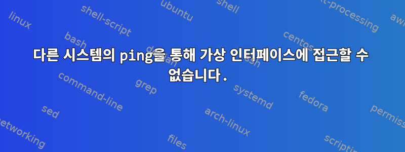 다른 시스템의 ping을 통해 가상 인터페이스에 접근할 수 없습니다.