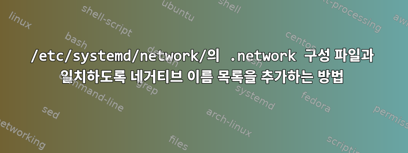 /etc/systemd/network/의 .network 구성 파일과 일치하도록 네거티브 이름 목록을 추가하는 방법