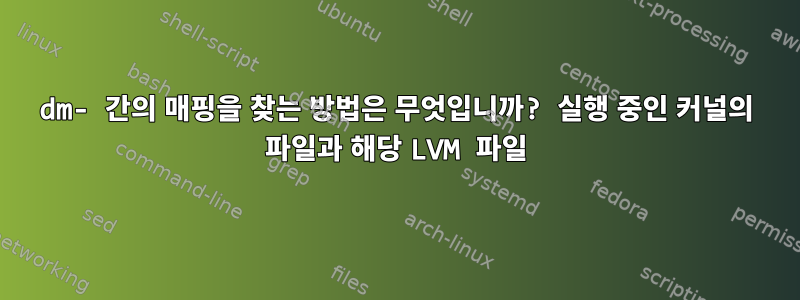 dm- 간의 매핑을 찾는 방법은 무엇입니까? 실행 중인 커널의 파일과 해당 LVM 파일