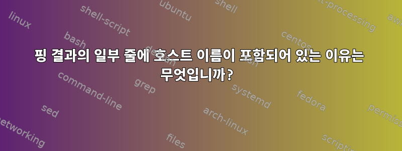 핑 결과의 일부 줄에 호스트 이름이 포함되어 있는 이유는 무엇입니까?