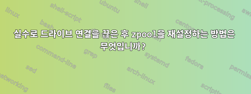 실수로 드라이브 연결을 끊은 후 zpool을 재설정하는 방법은 무엇입니까?