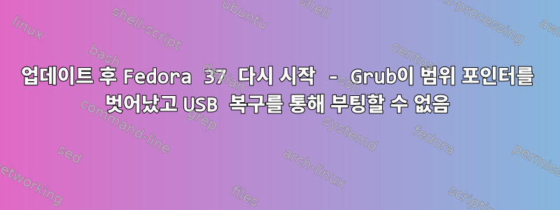 업데이트 후 Fedora 37 다시 시작 - Grub이 범위 포인터를 벗어났고 USB 복구를 통해 부팅할 수 없음