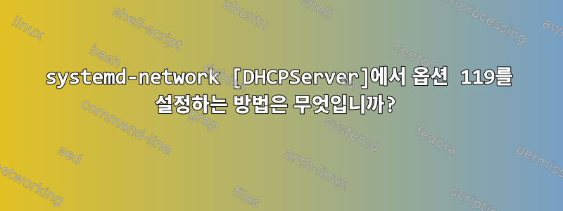 systemd-network [DHCPServer]에서 옵션 119를 설정하는 방법은 무엇입니까?