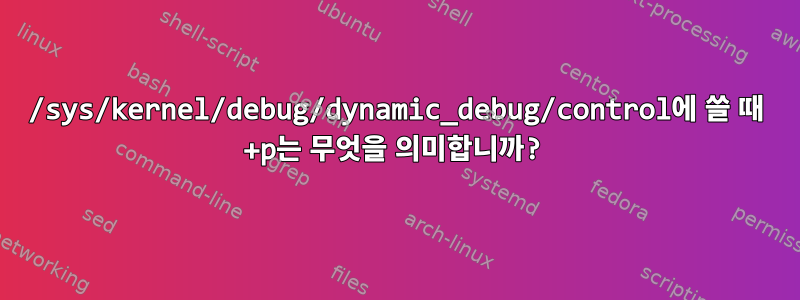 /sys/kernel/debug/dynamic_debug/control에 쓸 때 +p는 무엇을 의미합니까?