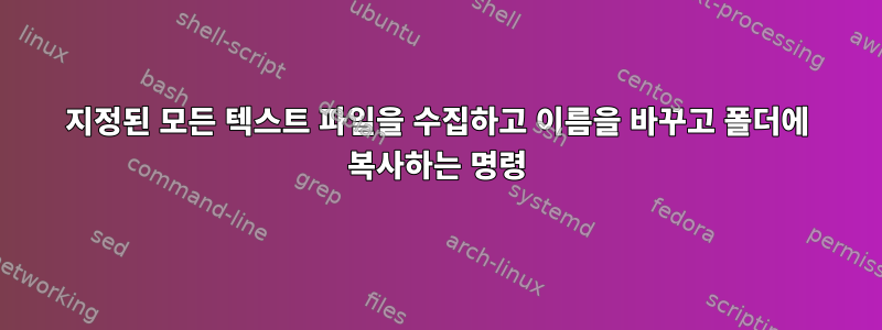 지정된 모든 텍스트 파일을 수집하고 이름을 바꾸고 폴더에 복사하는 명령