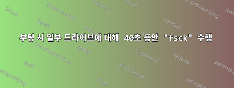 부팅 시 일부 드라이브에 대해 40초 동안 "fsck" 수행