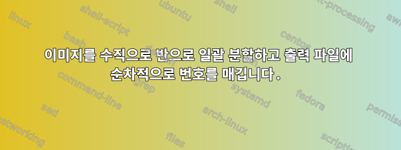 이미지를 수직으로 반으로 일괄 분할하고 출력 파일에 순차적으로 번호를 매깁니다.