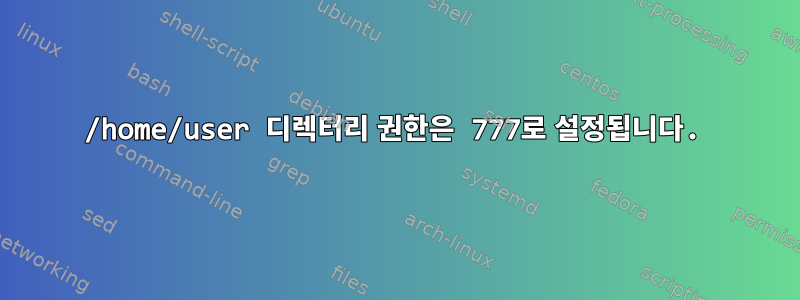 /home/user 디렉터리 권한은 777로 설정됩니다.