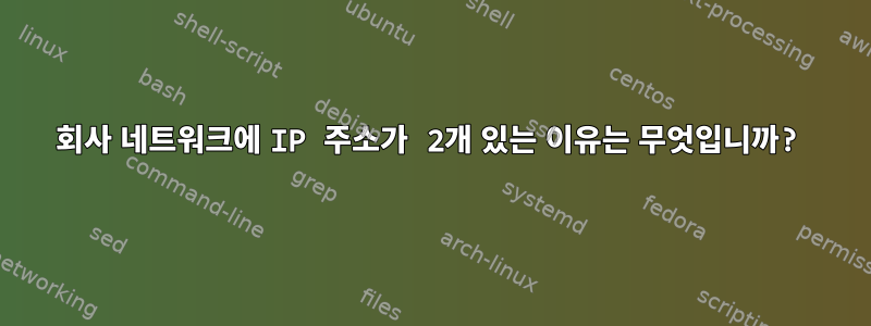 회사 네트워크에 IP 주소가 2개 있는 이유는 무엇입니까?