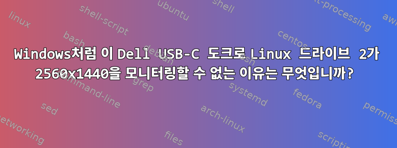 Windows처럼 이 Dell USB-C 도크로 Linux 드라이브 2가 2560x1440을 모니터링할 수 없는 이유는 무엇입니까?