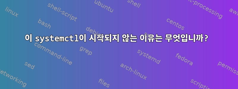 이 systemctl이 시작되지 않는 이유는 무엇입니까?