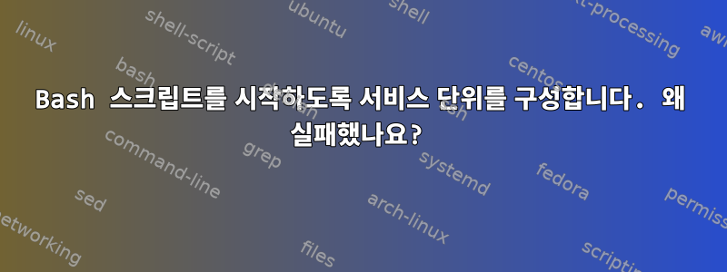 Bash 스크립트를 시작하도록 서비스 단위를 구성합니다. 왜 실패했나요?