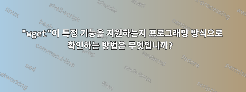 "wget"이 특정 기능을 지원하는지 프로그래밍 방식으로 확인하는 방법은 무엇입니까?