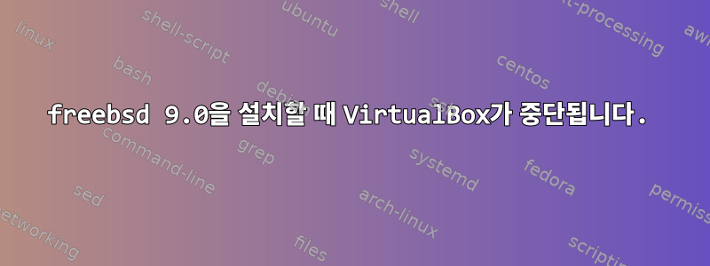 freebsd 9.0을 설치할 때 VirtualBox가 중단됩니다.