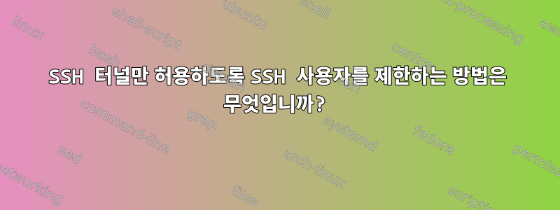 SSH 터널만 허용하도록 SSH 사용자를 제한하는 방법은 무엇입니까?