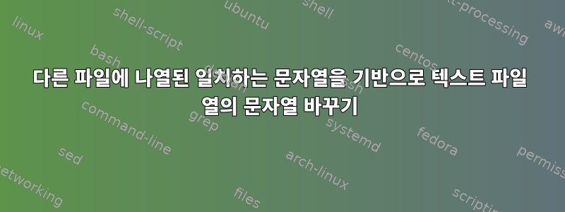 다른 파일에 나열된 일치하는 문자열을 기반으로 텍스트 파일 열의 문자열 바꾸기