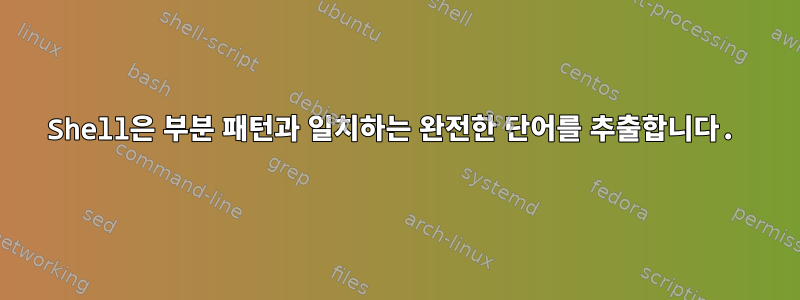 Shell은 부분 패턴과 일치하는 완전한 단어를 추출합니다.