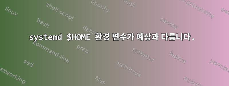 systemd $HOME 환경 변수가 예상과 다릅니다.